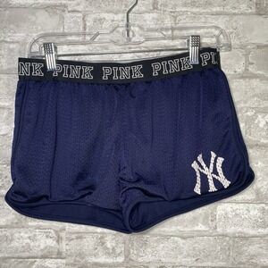 Victoria's Secret PINK blue mesh New York Yankees women's shorts Size Small